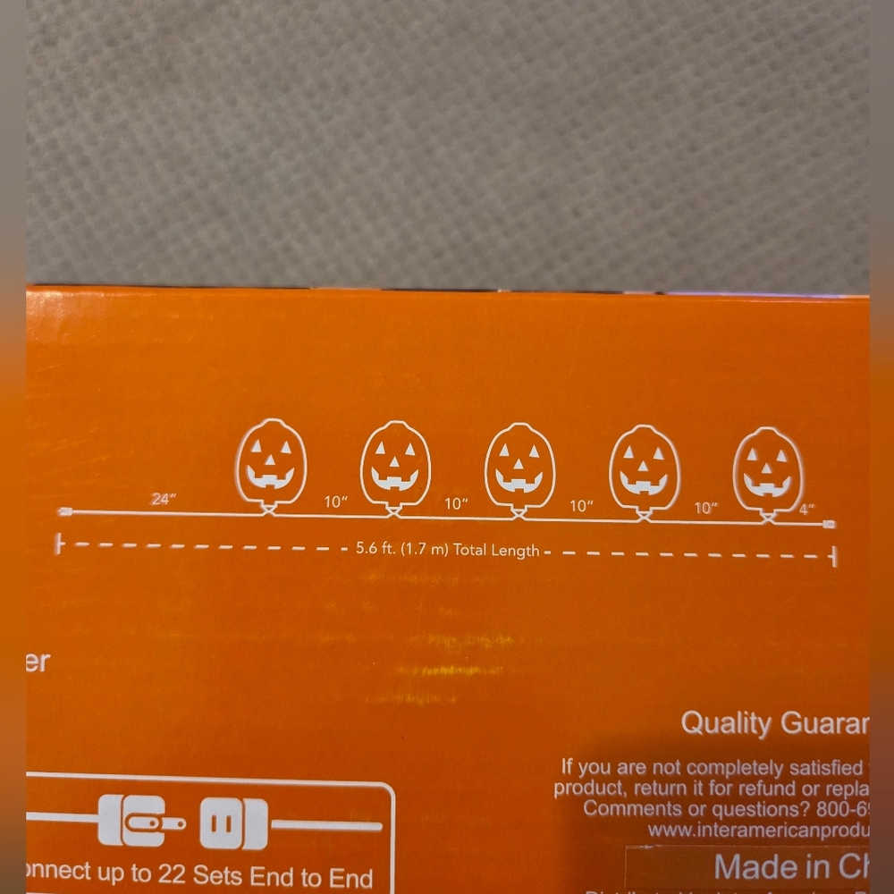 New Holiday Home Pathway Marker Pumpkin 5 count incandescent clear lights. 3.3ft - Picture 7 of 10